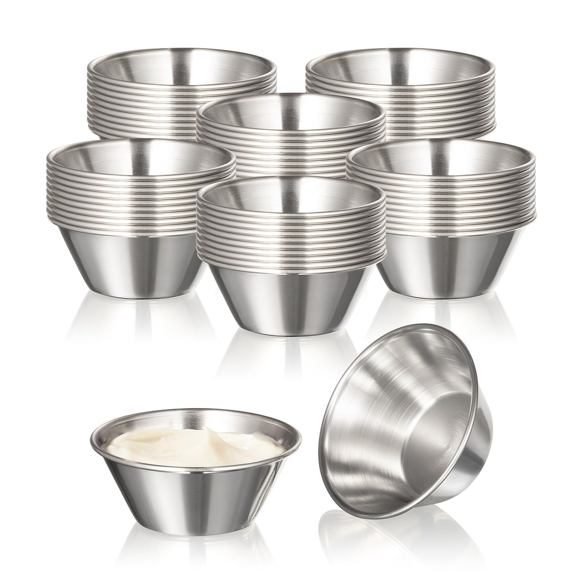 Fit Meal Prep, vasos para salsas 1,5 oz en acero inoxidable, duraderos y reutilizables.