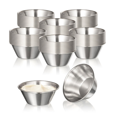 Fit Meal Prep, vasos para salsas 1,5 oz en acero inoxidable, duraderos y reutilizables.