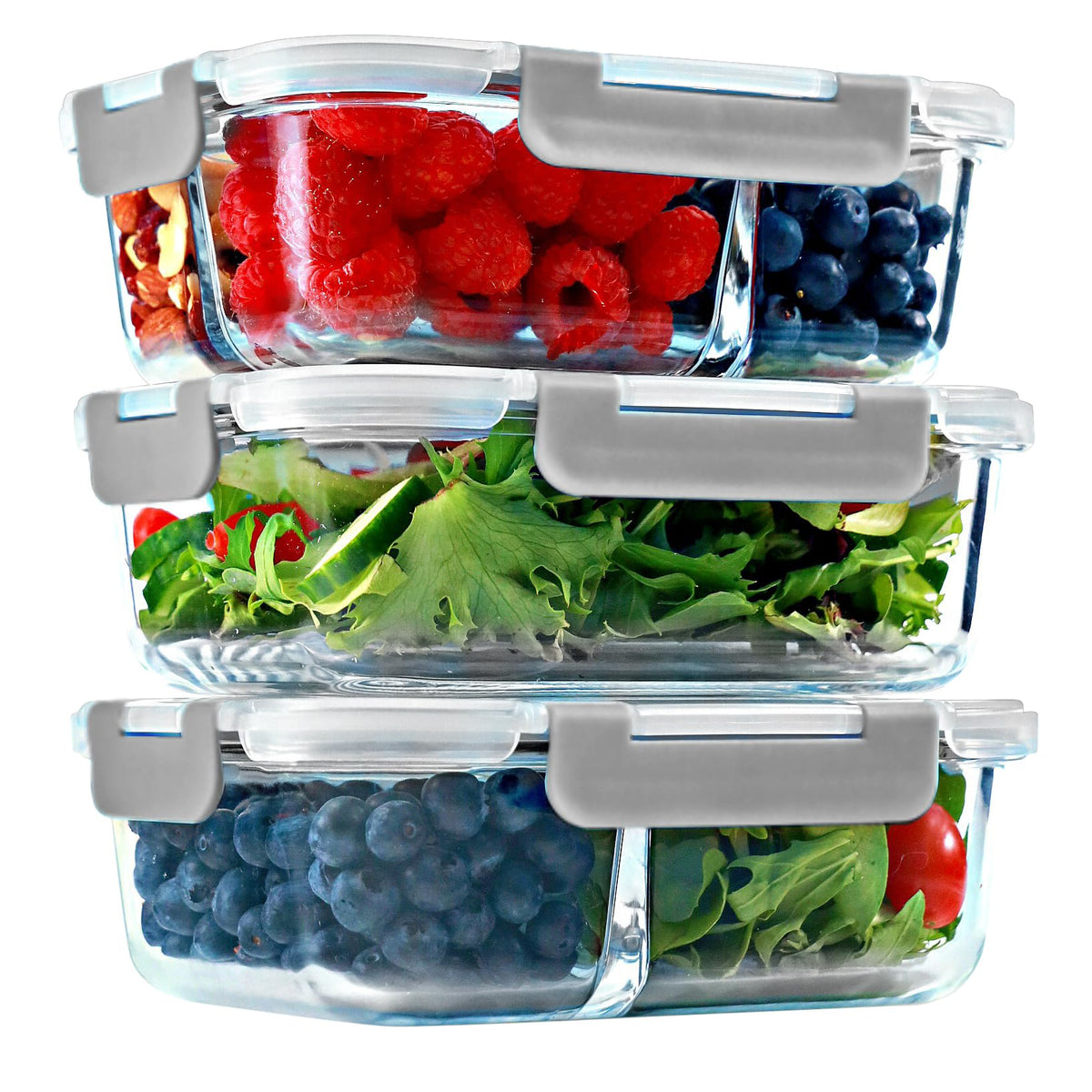 Contenedor FIT Strong & Healthy de 1 compartimento para porciones controladas en el trabajo.