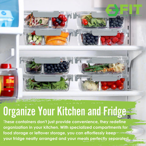 Contenedor FIT Strong & Healthy de 3 compartimentos para organizar comidas y snacks.