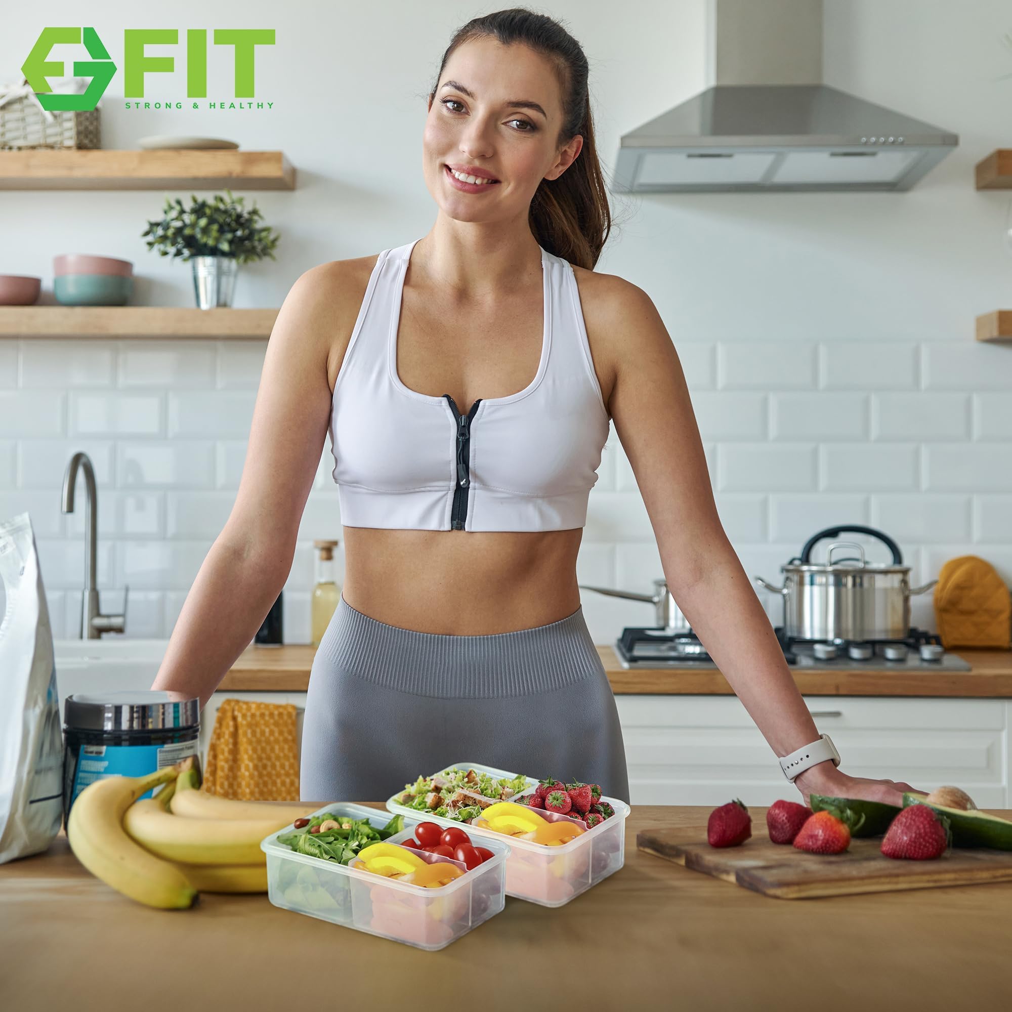 Uso versátil diario con tapa sellada de FIT Strong, evita derrames.