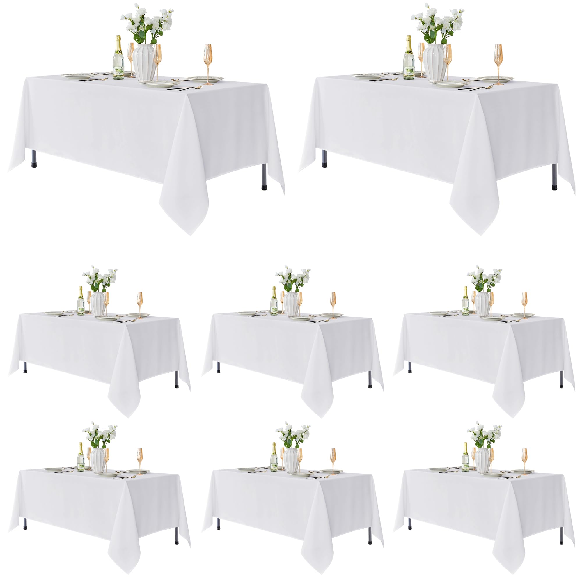 Mantel rectangular blanco de Fitable, conjunto de 8 piezas para banquetes.