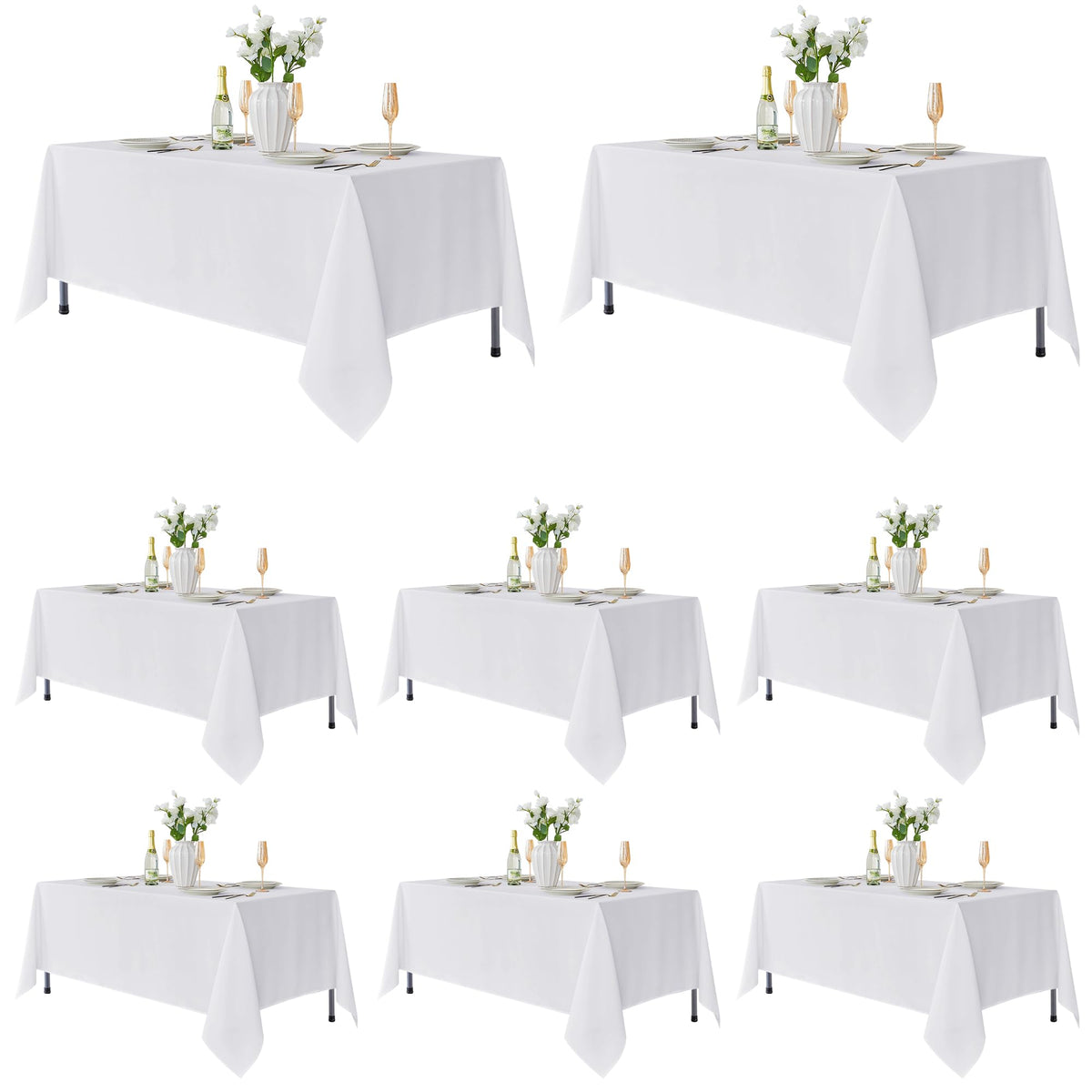 Mantel rectangular blanco de Fitable, conjunto de 8 piezas para banquetes.