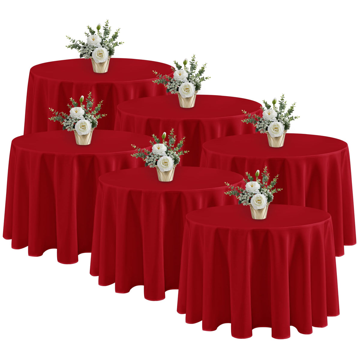 Fitable cubrecubiertos rojo redondo de 90 pulgadas para mesa elegante.
