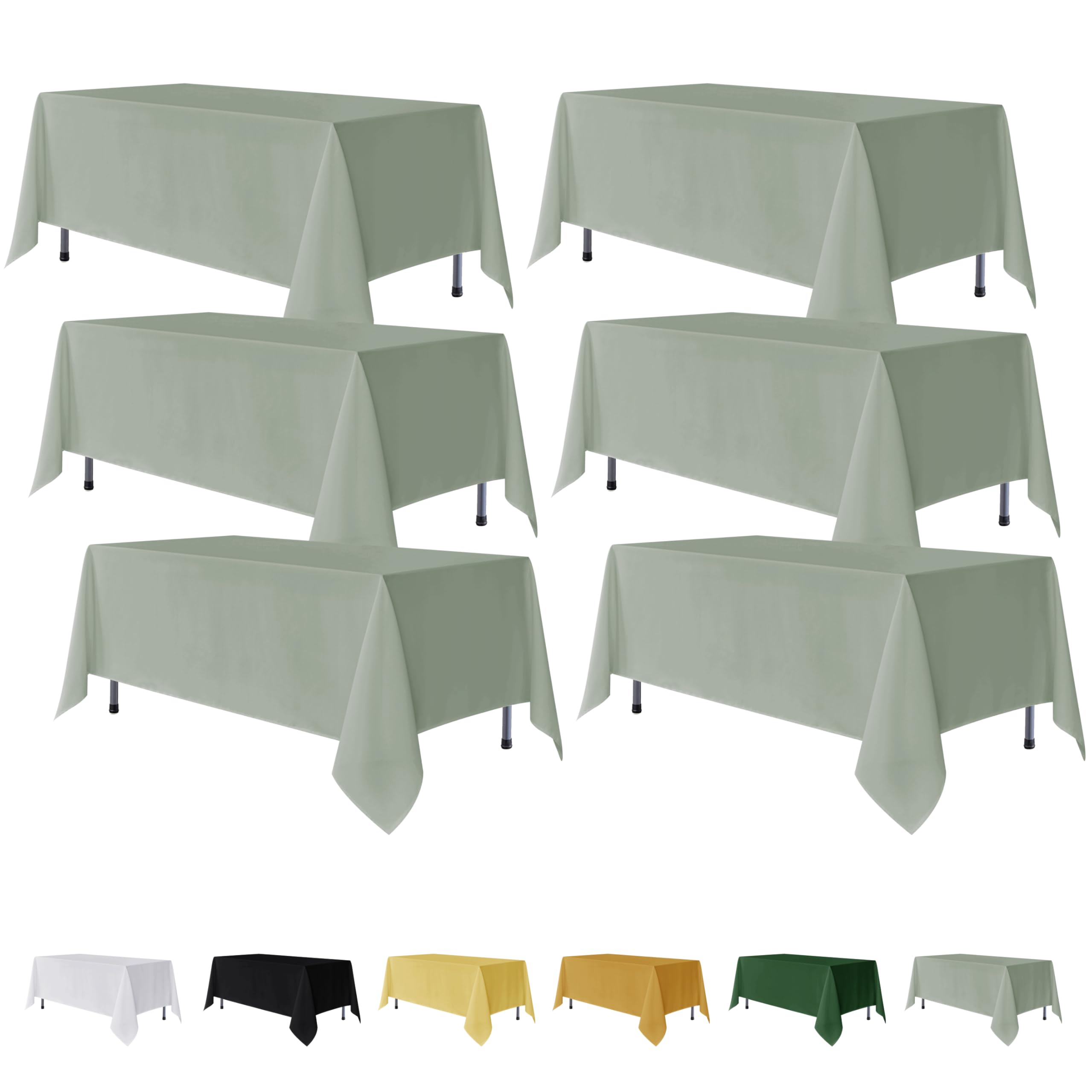 Fundas de mesa Fitable rectangulares verde salvia para bodas y banquetes.