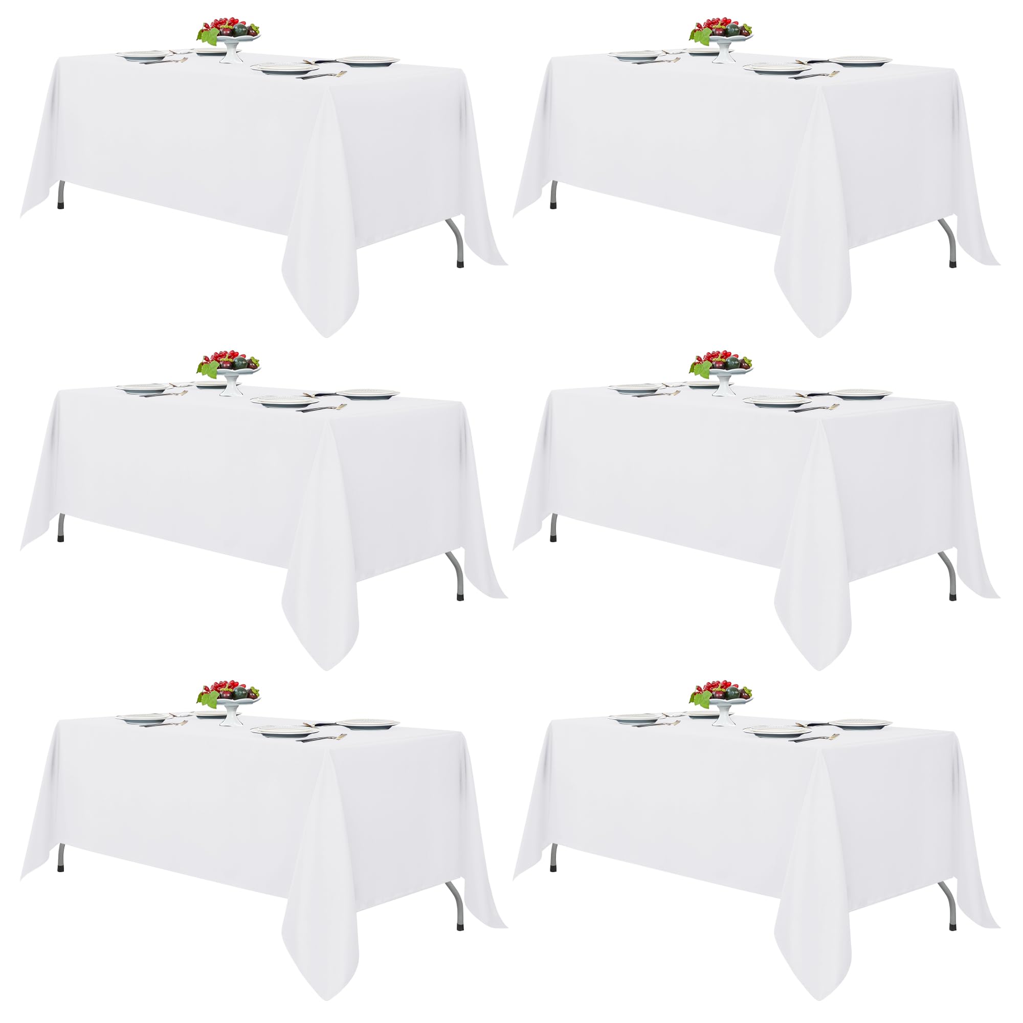 Mantel Fitable blanco, rectángulo 70x120 pulgadas, ideal para bodas y banquetes.