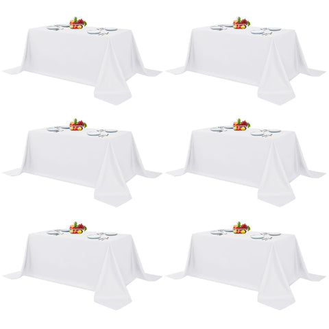 Mantel blanco rectangular de Fitable, ideal para banquetes elegantes y reutilizable.