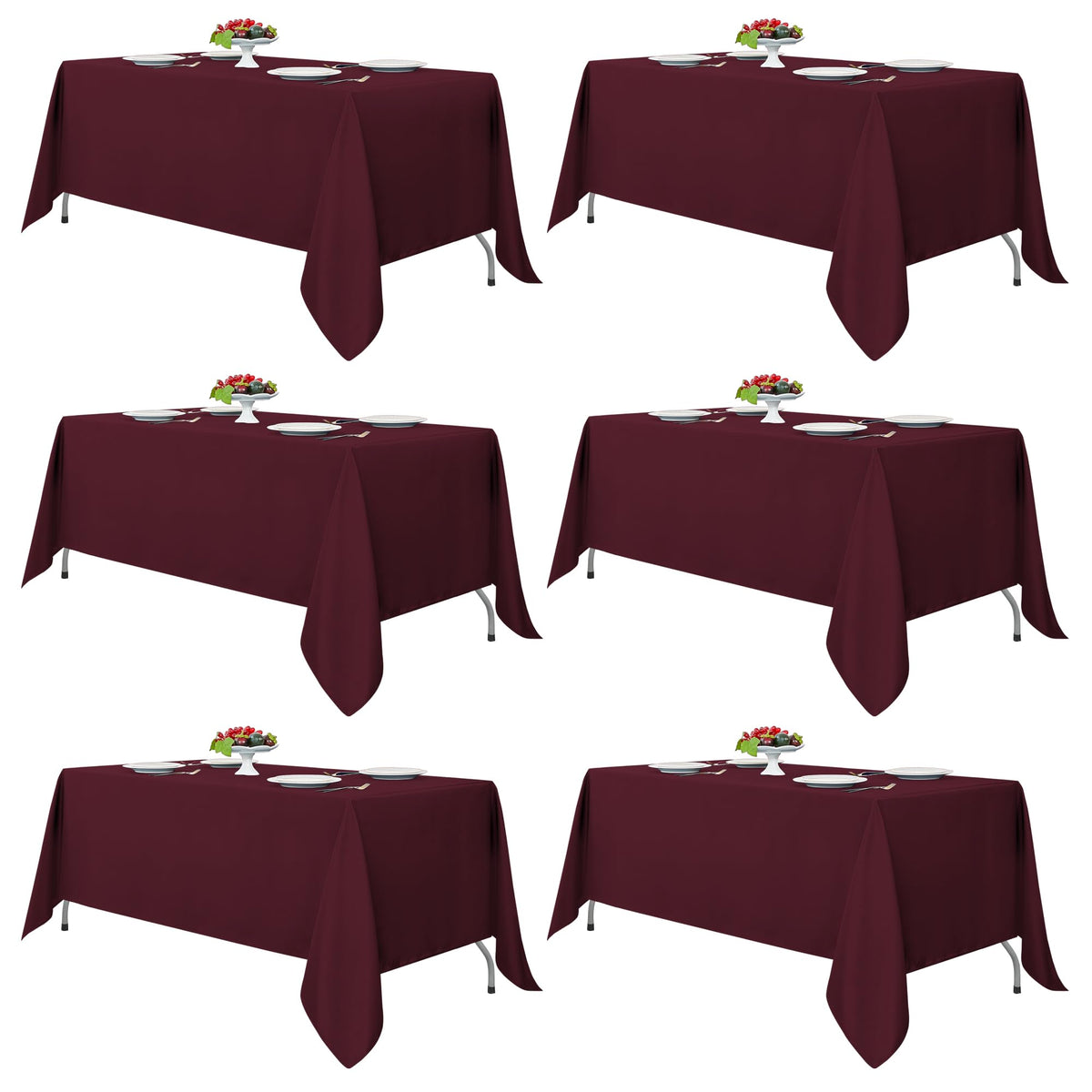 Mantel Fitable Burdeos para boda, escena elegante y fácil de limpiar.