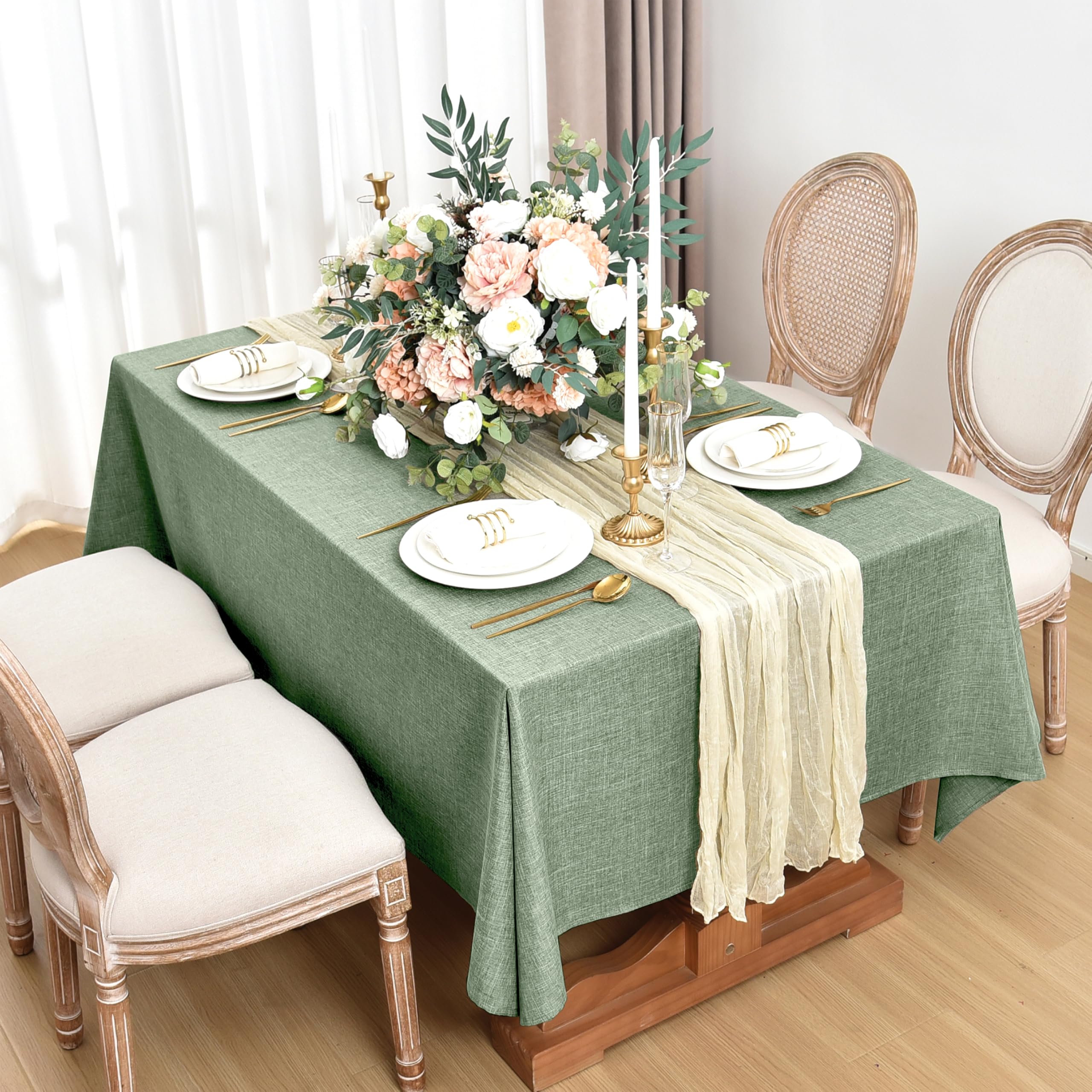 Mantel Fitable de falso lino 60x84 para mesas rectangulares.