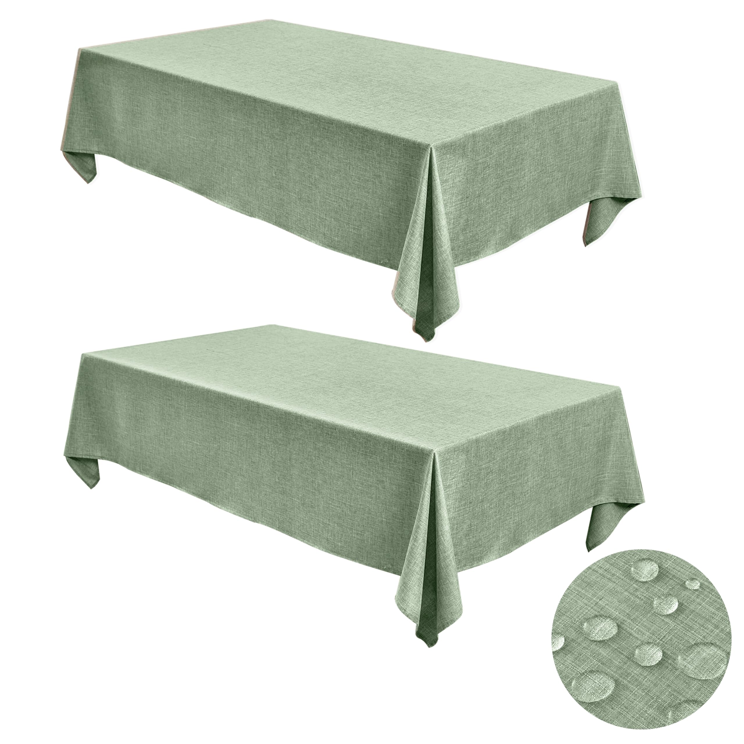 Mantel Fitable de falso lino para mesa rectangular, elegante y resistente.
