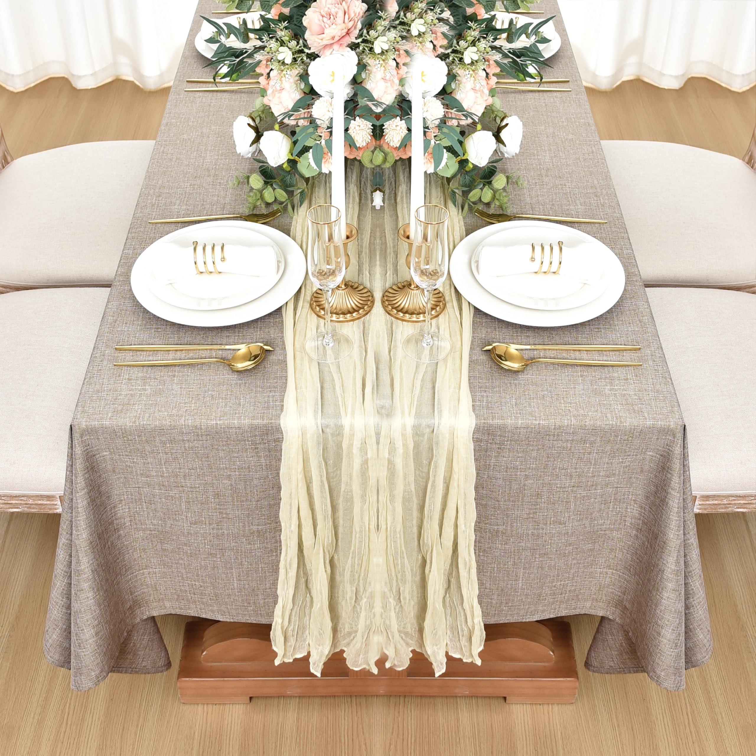 Mantel Fitable: mantel-lino-falso-pack-2-piezas-rectangular-60x102-naturaleza, ahorro por doble juego.
