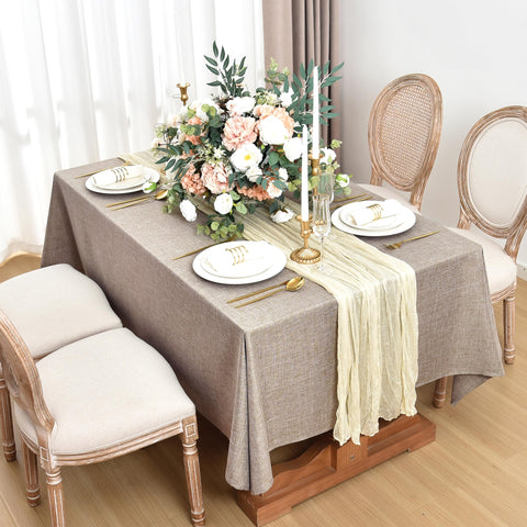 Mantel Fitable: mantel-lino-falso-resistente-agua-rectangular-60x102-naturaleza, ideal para eventos.