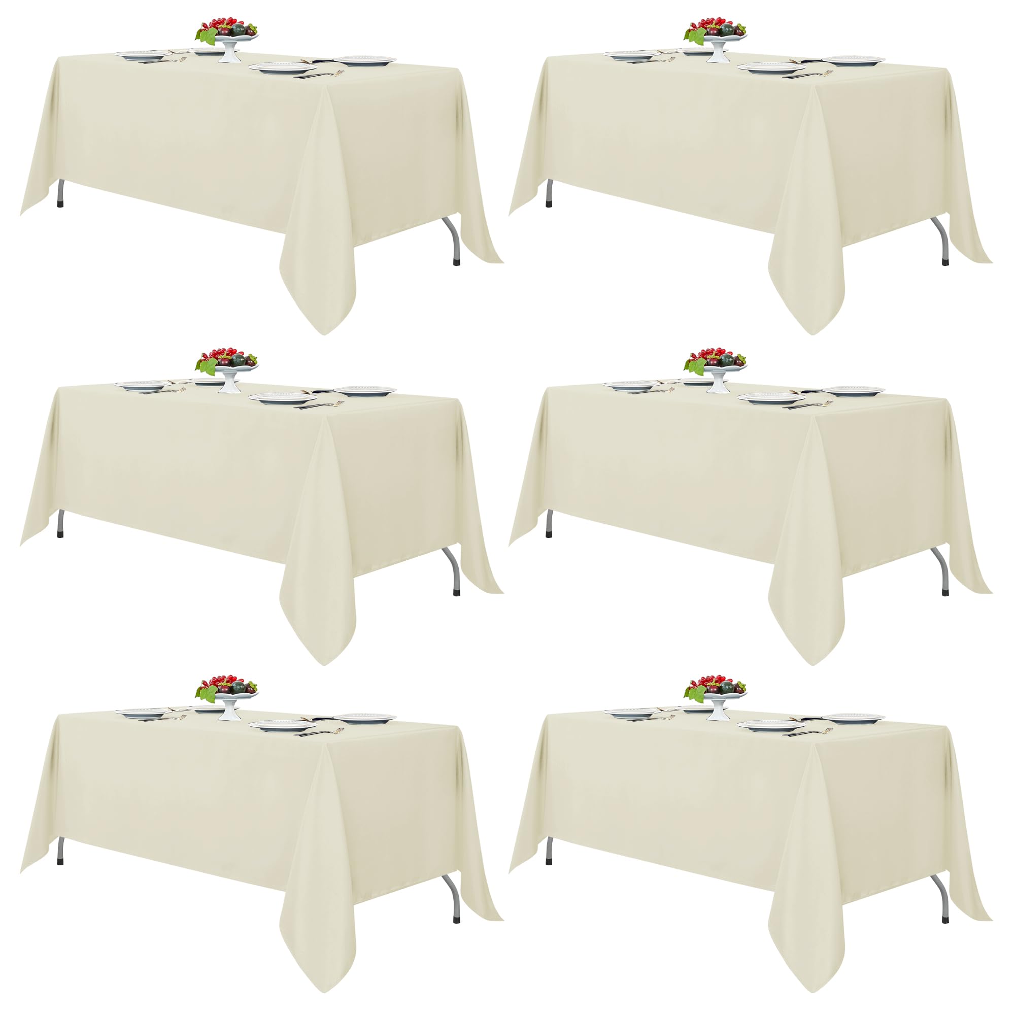 Mantel marfil Fitable para mesa rectangular de 70x120 pulgadas, ideal para banquetes.