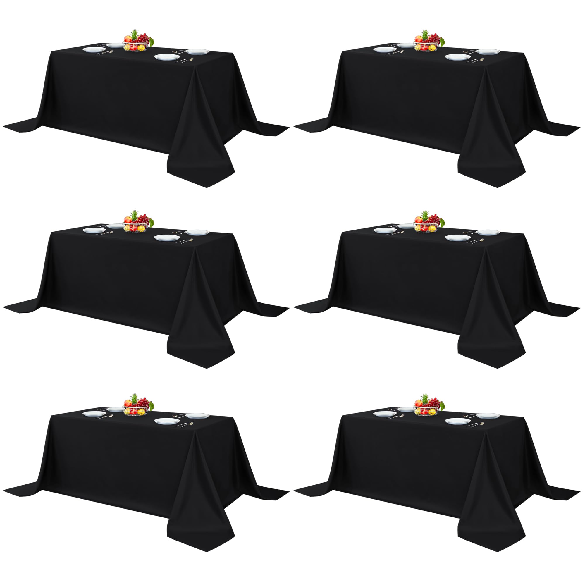 Mantel Fitable negro para mesa rectangular 90x132, ideal para bodas y banquetes.
