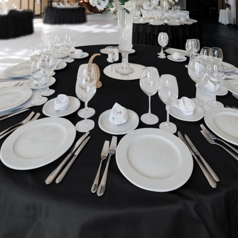 Mantel negro de Fitable, 120 pulgadas, perfecto para bodas y banquetes.