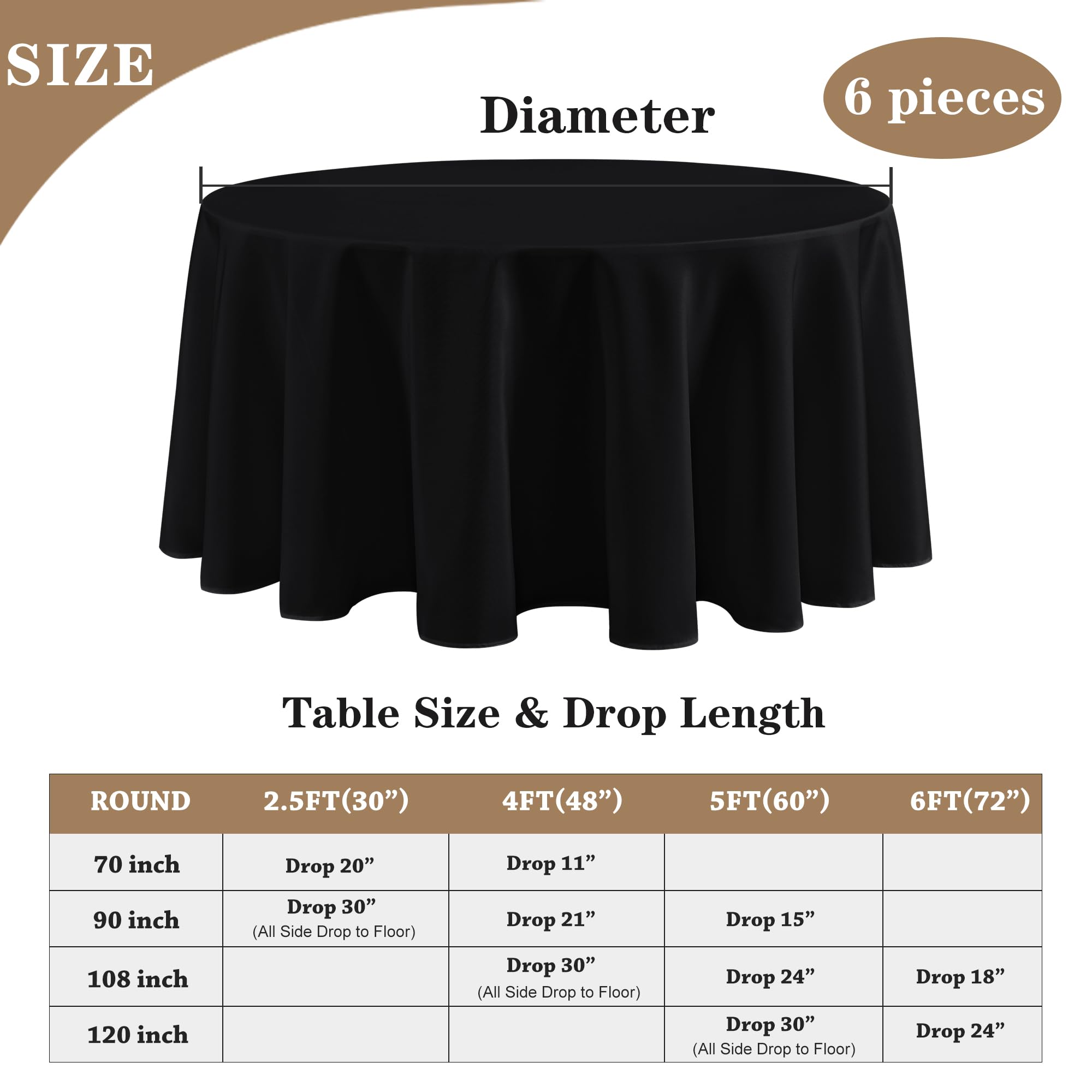 Mantel lavable de Fitable, 120 pulgadas, ideal para fiestas.