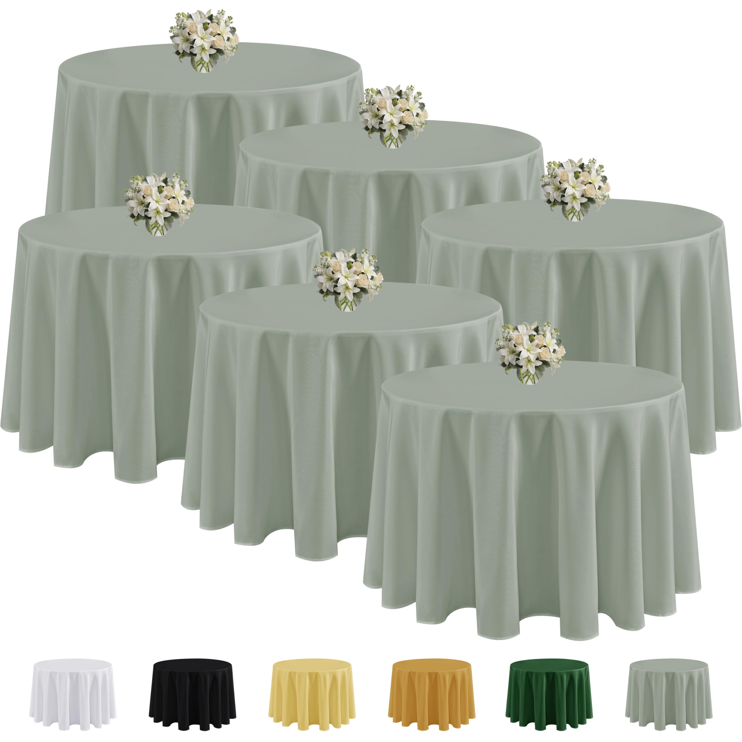 Mantel redondo Fitable verde salvia 120 pulgadas para bodas