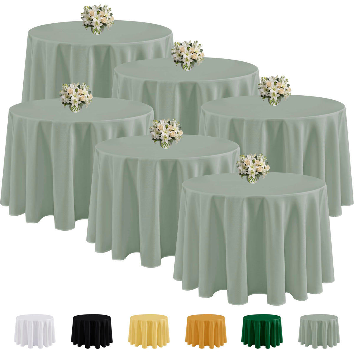 Mantel redondo Fitable verde salvia 120 pulgadas para bodas