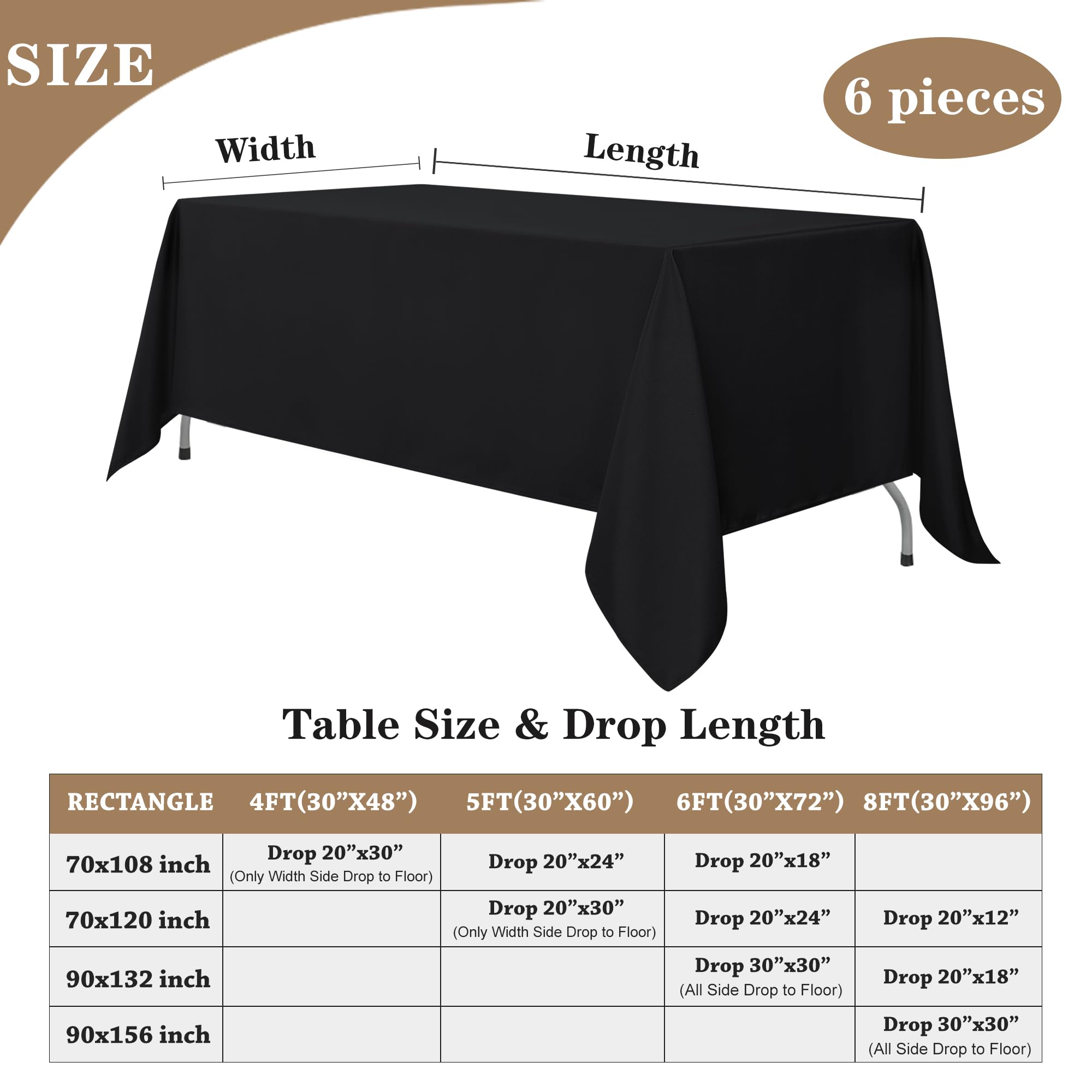 Mantel Fitable negro resistente a manchas, ideal para eventos con bebidas.