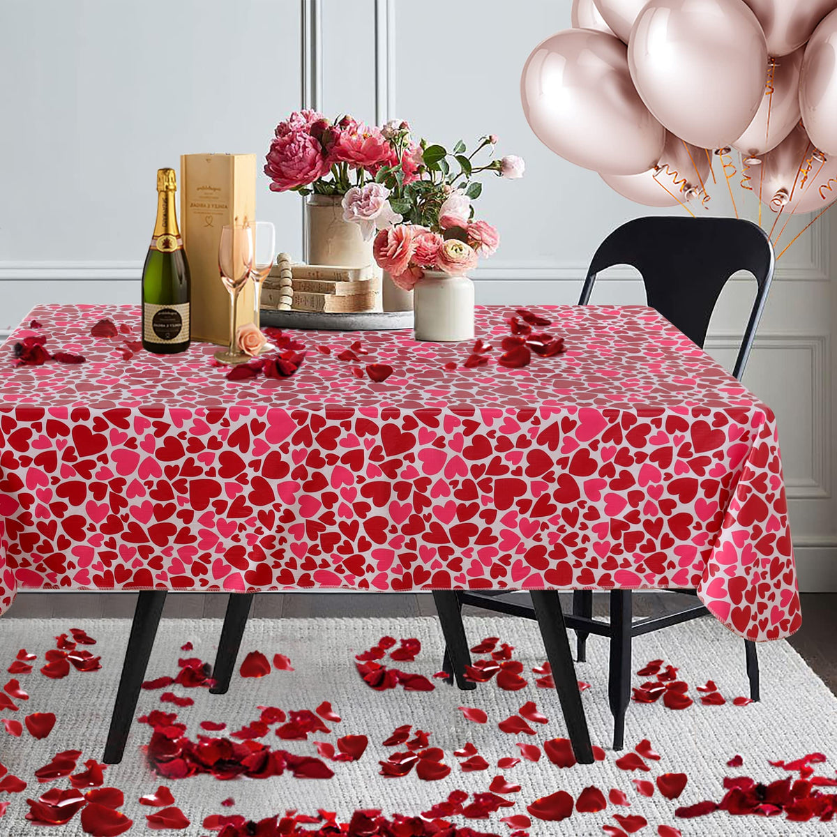 Mantel Fitable 60x84 con corazón rojo, ideal para cenas románticas
