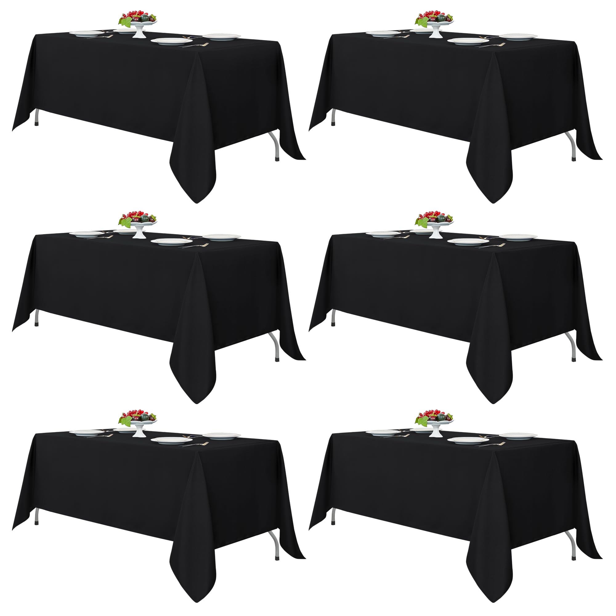 Mantel Fitable negro rectangular 70x120 para mesas grandes, ideal para banquetes.