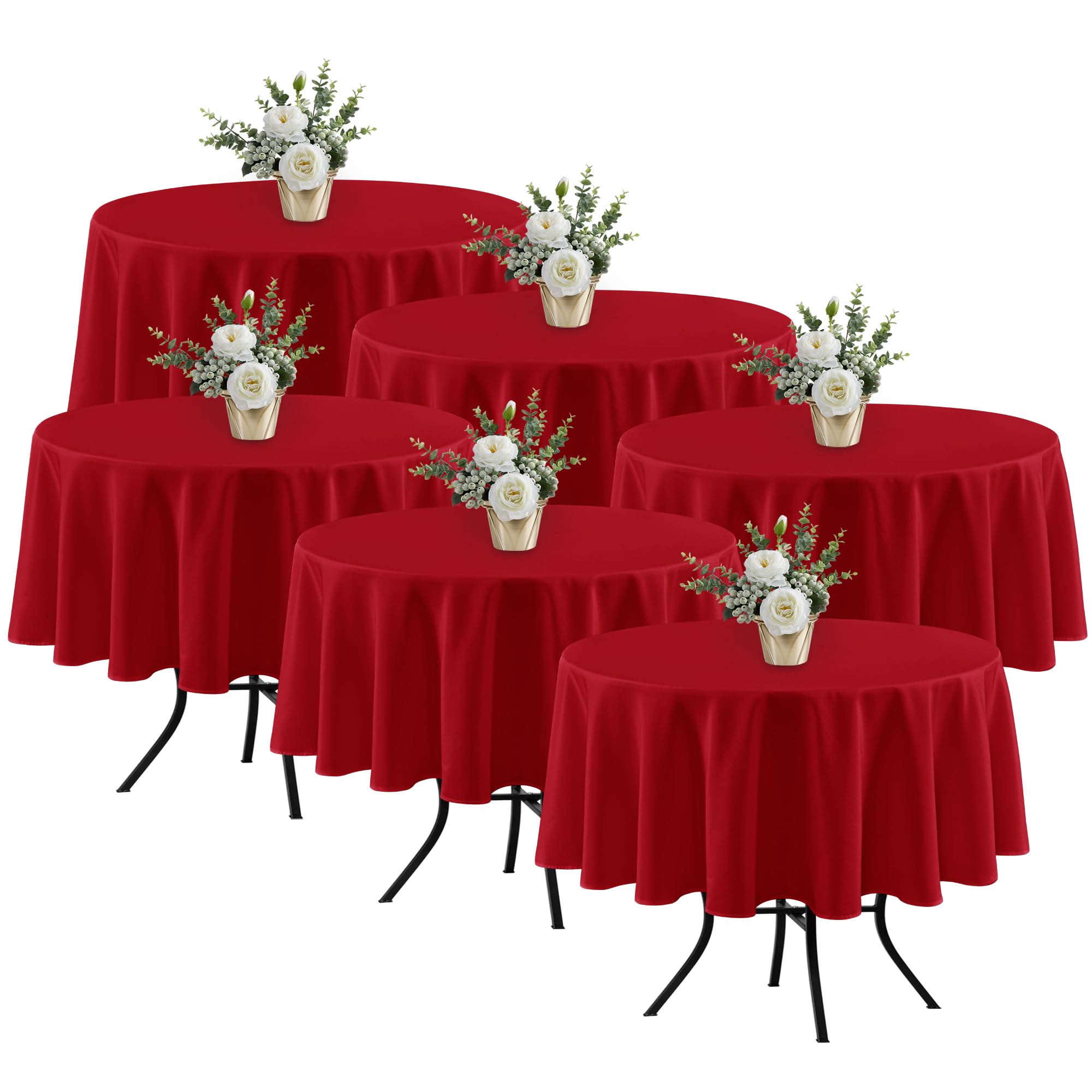 Manteles redondos Fitable de 70 pulgadas, conjunto de 6, ideal para eventos familiares.