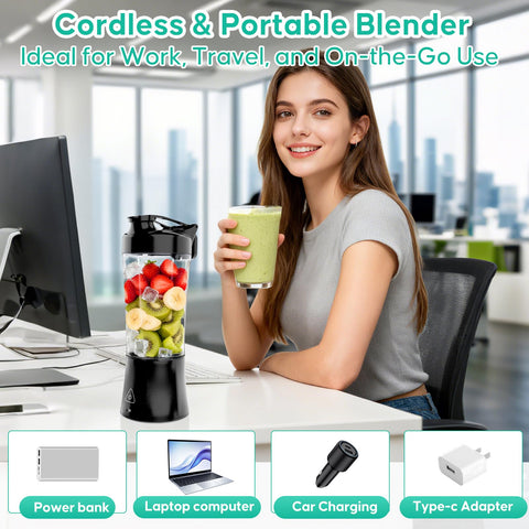 Carga USB-C de FITECHZY, batería de larga duración para múltiples batidos.