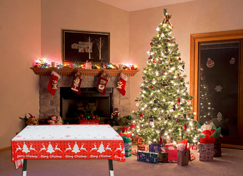 Mantel Fivebop navidad copos de nieve rojos impreso para decoracion festiva