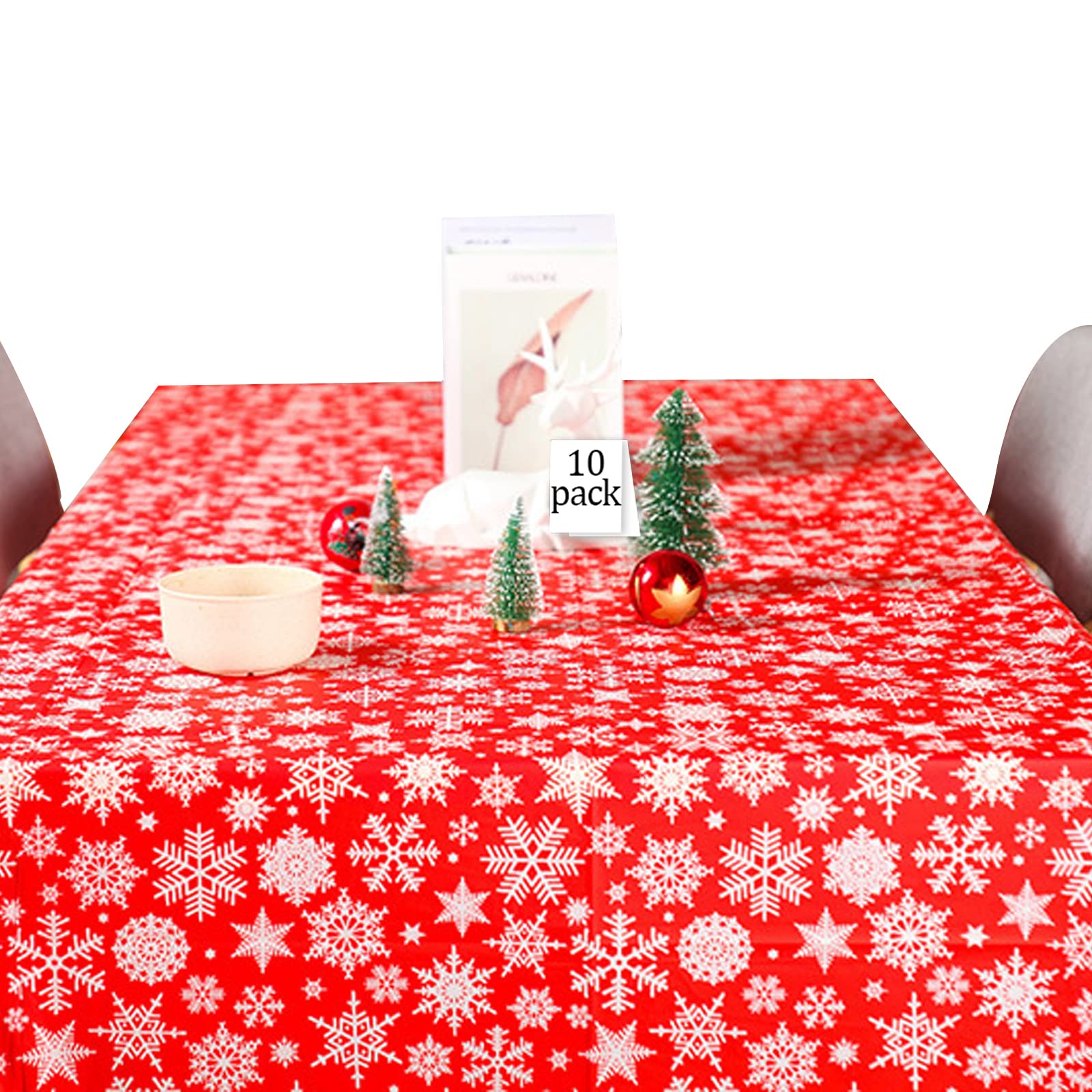 Mantel Fivebop plástico navidad copos de nieve rojos 54x108 para fiestas