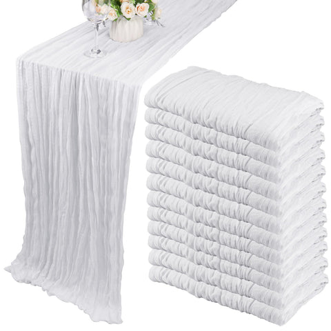 Camino de mesa gasa blanco 10ft de Fivenl, añade elegancia a bodas