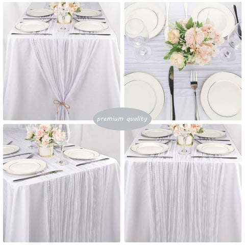 Camino de mesa gasa blanco para bodas, transforma la mesa