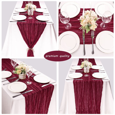 Bordes finos del corredor de gasa burgundy de Fivenl para decoración suave