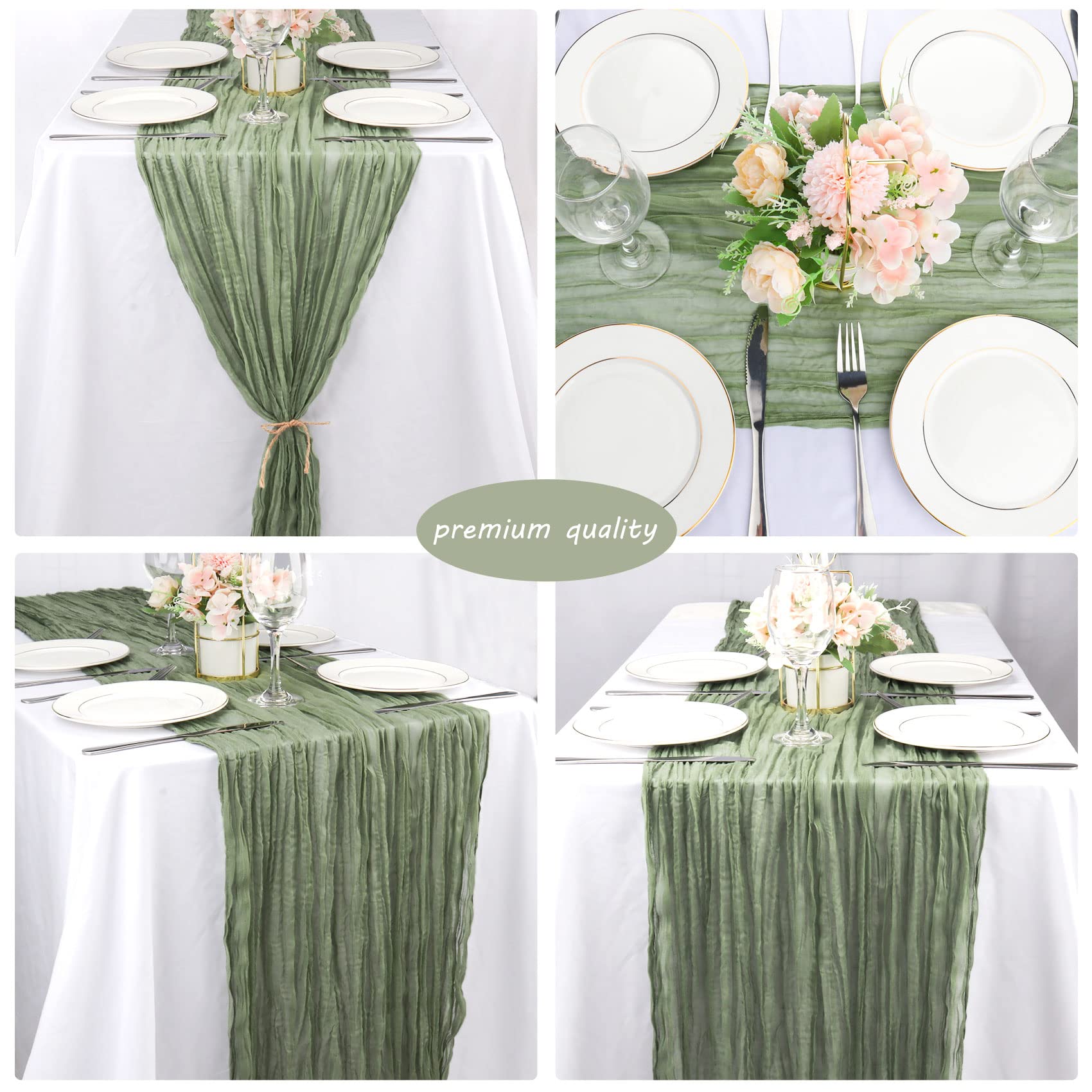 Decoración de mesa para eventos con Fivenl en verde salvia.