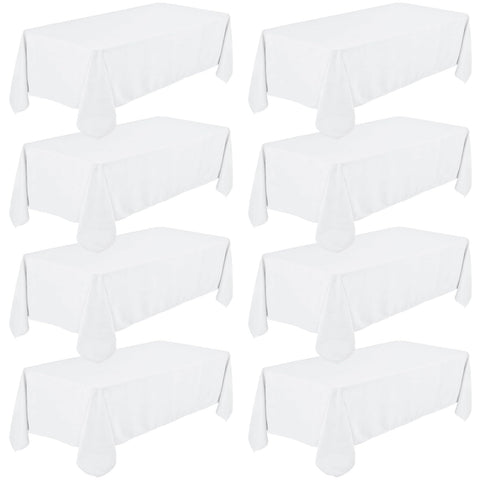 Mantel blanco rectangular de Fivenl, 60x102 pulgadas, ideal para bodas y banquetes.