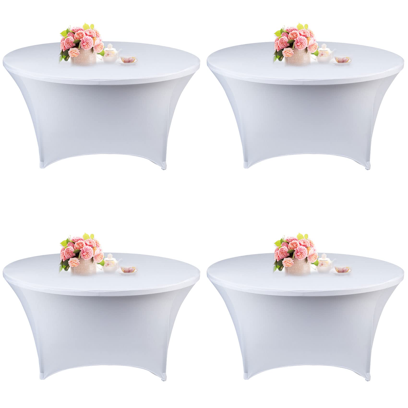Mantel espandex Fivenl 5 pies, blanco, para bodas y banquetes.