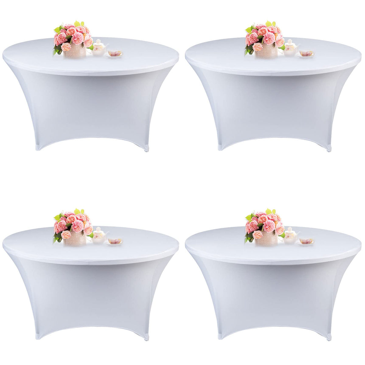 Mantel espandex Fivenl 5 pies, blanco, para bodas y banquetes.