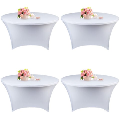 Mantel espandex Fivenl 5 pies, blanco, para bodas y banquetes.
