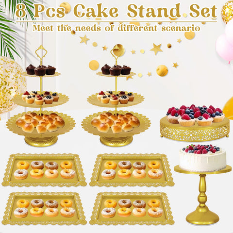 Fivenl conjunto de exhibición para postres, acabado dorado elegante.