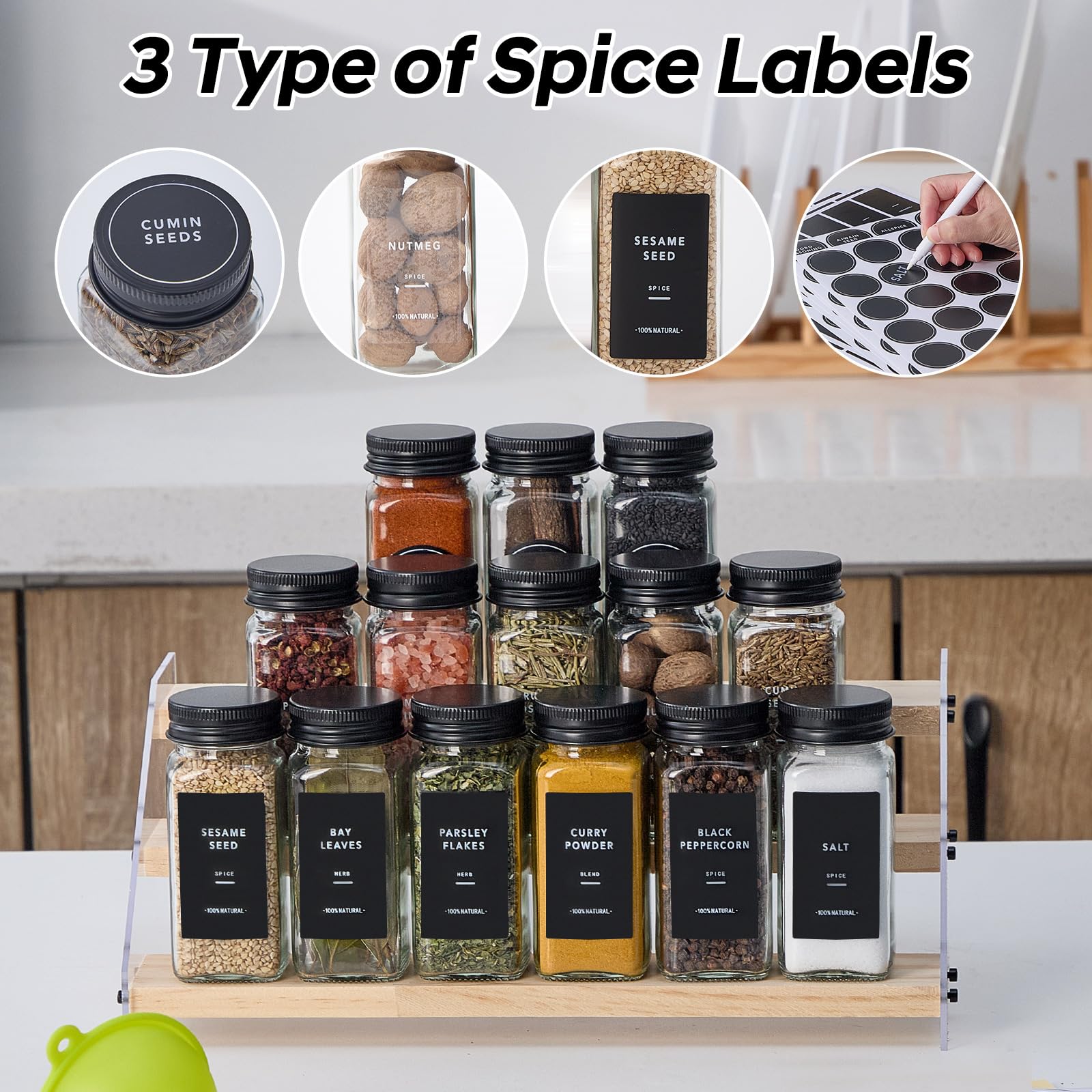 Etiquetas preimpresas Fiwence 576 para identificar ingredientes fácilmente.