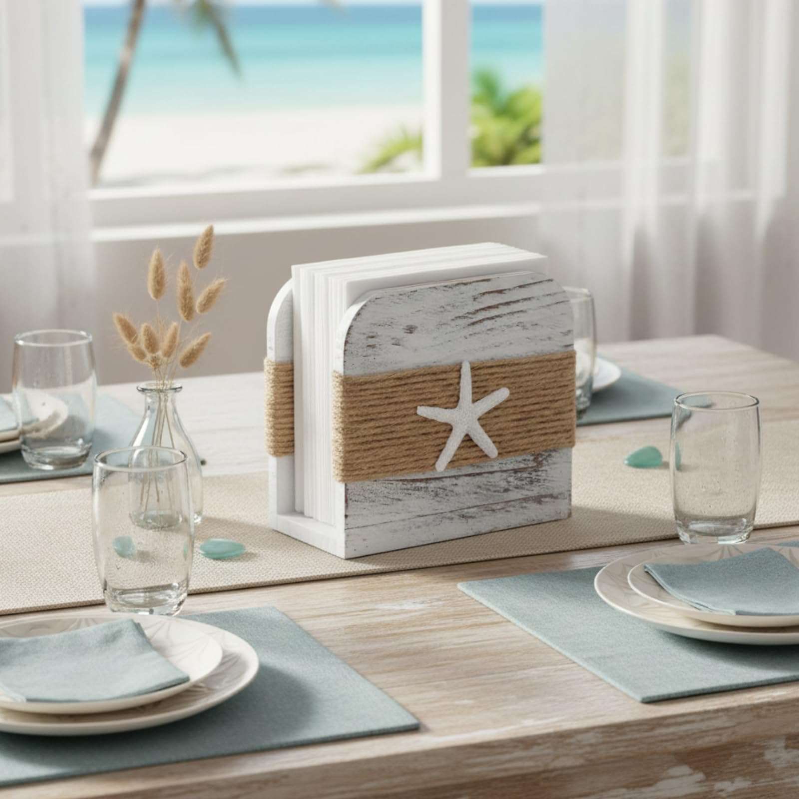 Fiwochic porta-servilletas con base estable anti deslizante para mesa firme.