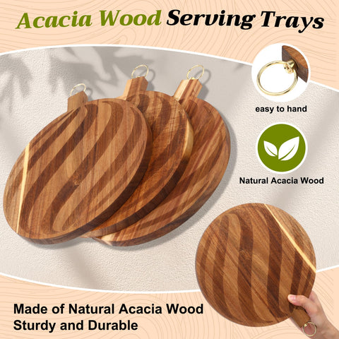 Fiwochic tabla de acacia con grabado espiral, añade encanto a la mesa de aperitivos.