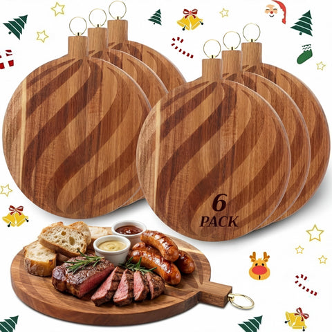 Fiwochic tabla redonda de acacia de 6 unidades, ideal para cortar frutas y servir quesos.