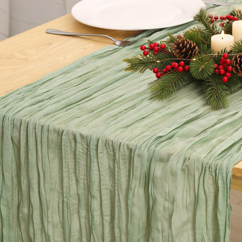 Fixwal camino de mesa de gasa salvia para cenas elegantes y ambiente íntimo