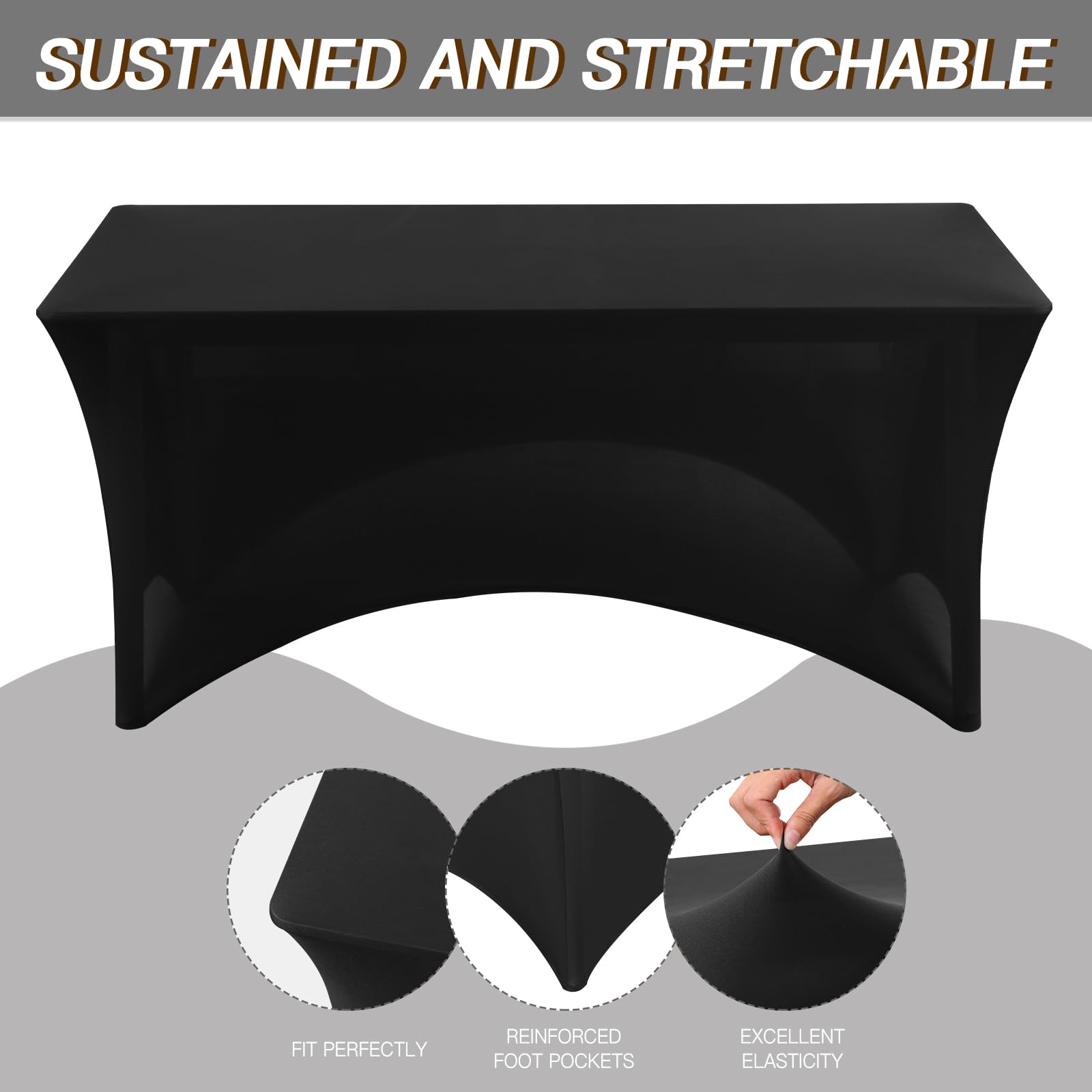 Fixwal fundas mesa spandex negro con bolsillos para patas para ajuste seguro
