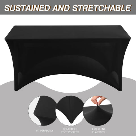 Fixwal fundas mesa spandex negro con bolsillos para patas para ajuste seguro