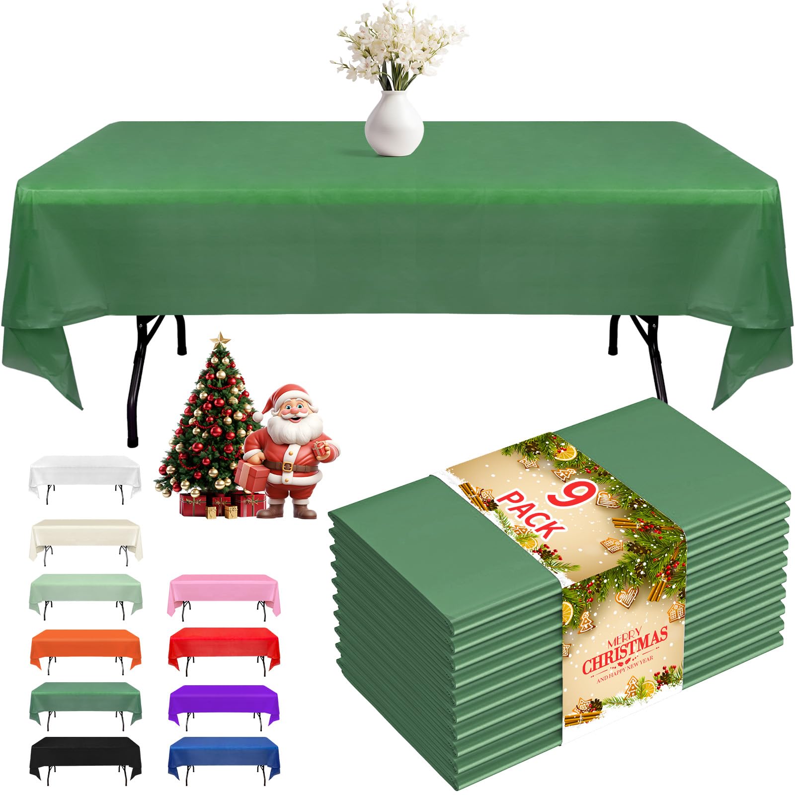 Mantel plástico Fixwal 54x108 verde bosque para cubrir la mesa y proteger derrames.