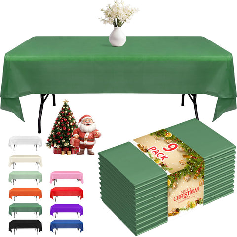 Mantel plástico Fixwal 54x108 verde bosque para cubrir la mesa y proteger derrames.