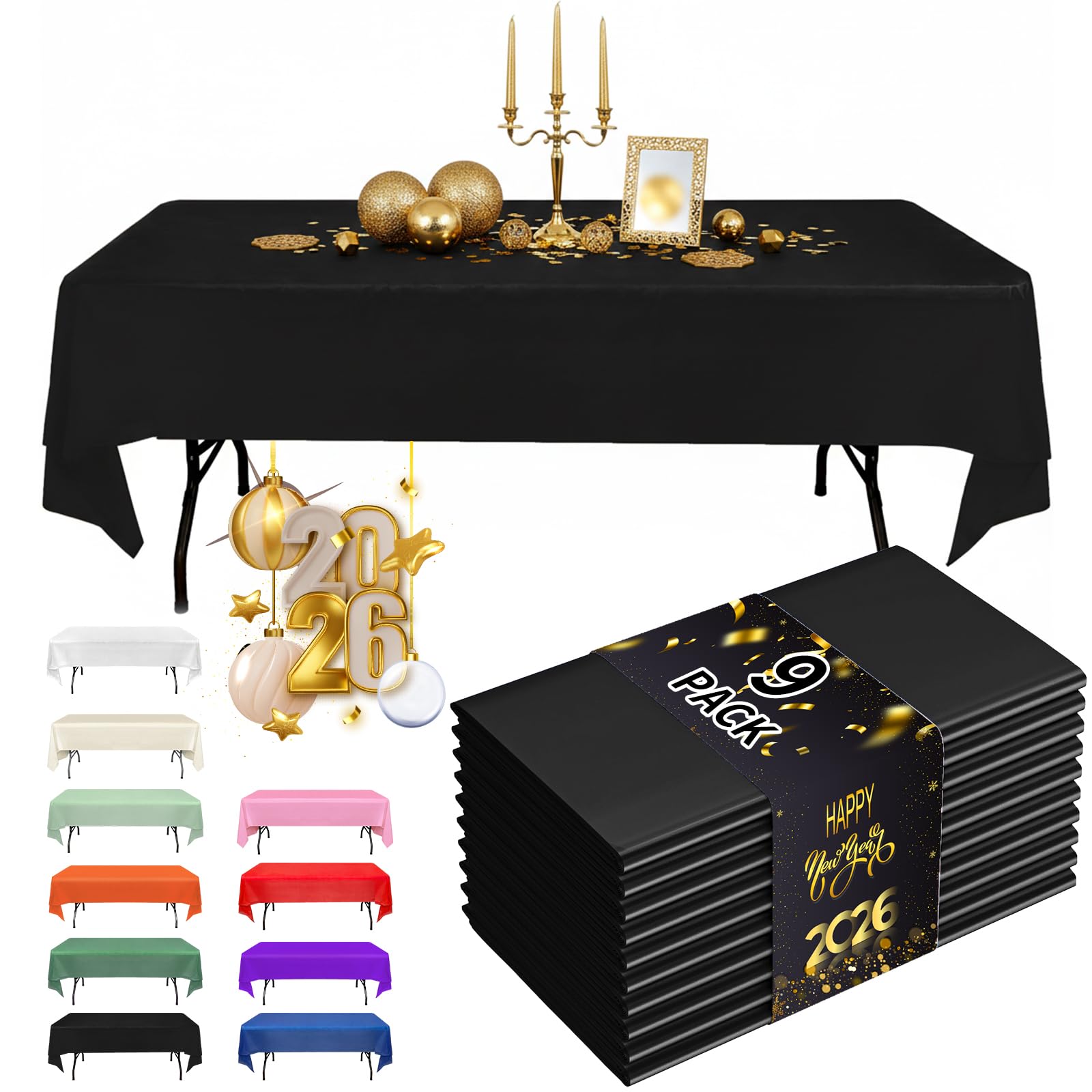 Mantel negro Fixwal de 54x108 pulgadas para cubrir mesas grandes.