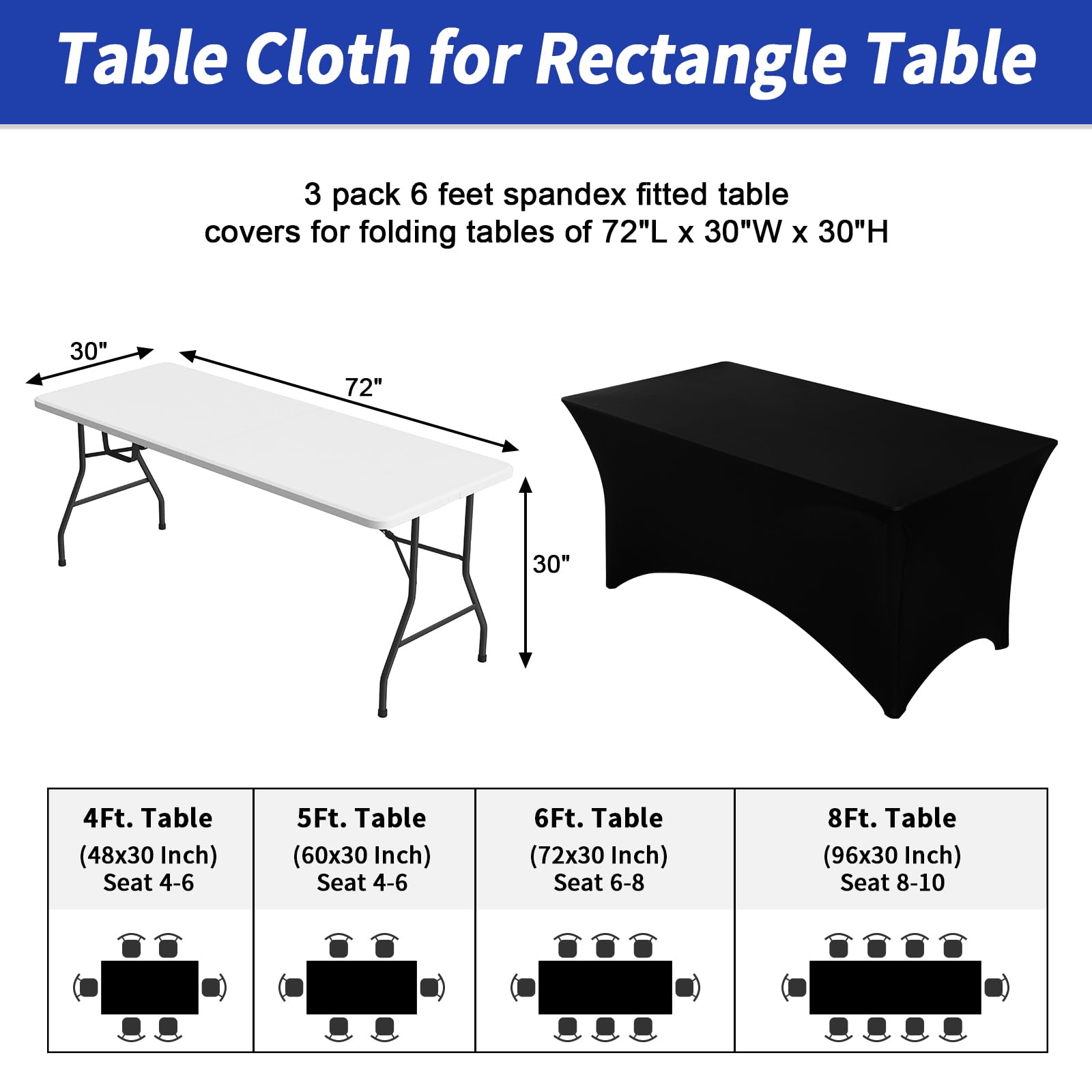 Protección de mesa con mantel 6ft de Fixwal, antiarrugas.