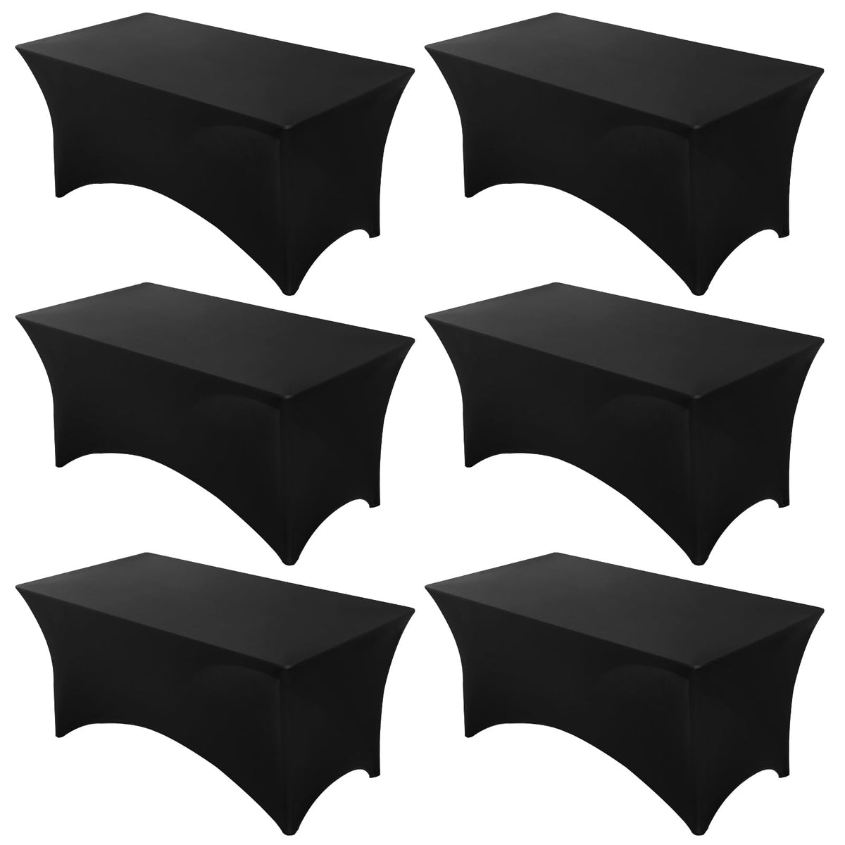 Fixwal seis-pack fundas de mesa spandex negro rectangular para eventos elegantes